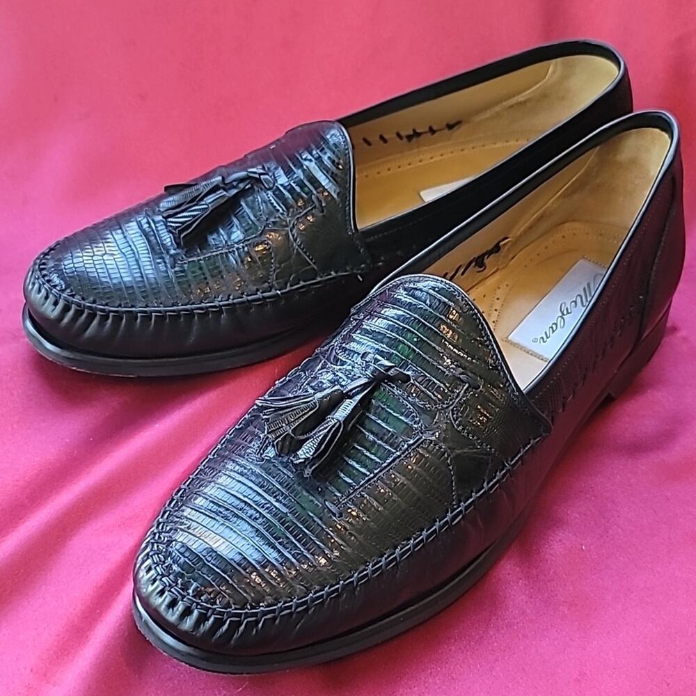 MEZLAN sz 11 LIZARD TASSEL LOAFER black excellent condition ORIG $575